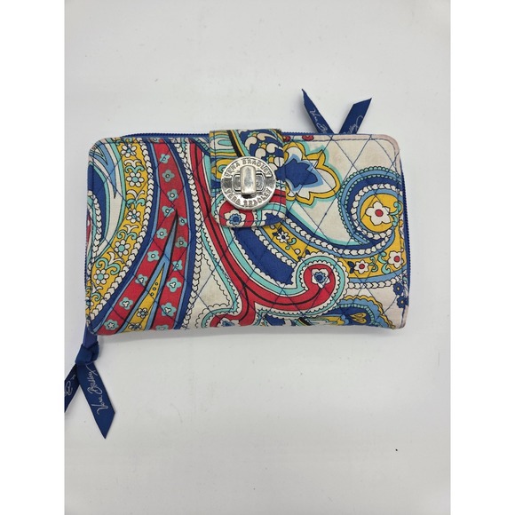 Vera Bradley Handbags - Vera Bradley Turnlock Wallet OS Multicolor Paisley Womens Quilted Zip Around
